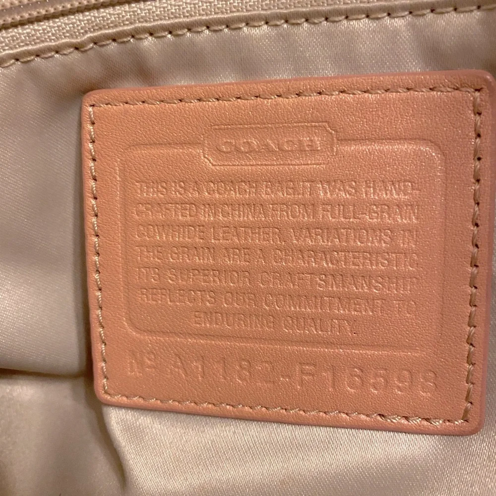 COACH Perforated Signature Pink/Peach Leather Tote / Purse - F16598 - Picture 6 of 9